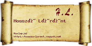 Hosszú Lóránt névjegykártya